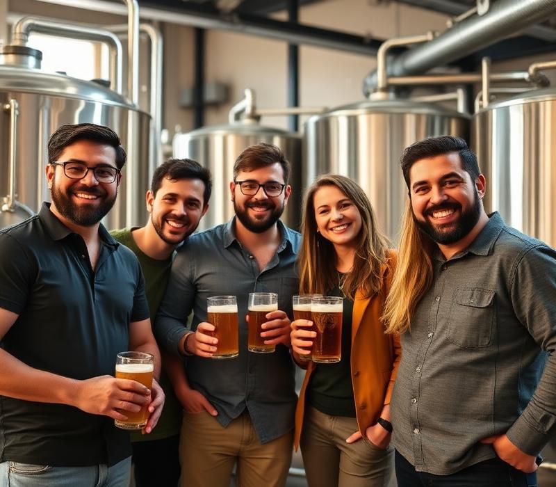 Buzz Club team in the brewery
